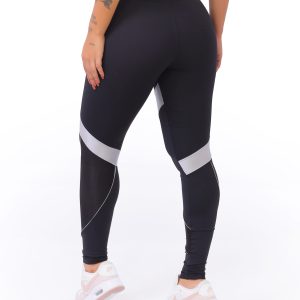 Legging Poliamida Preta e Detalhe Prata
