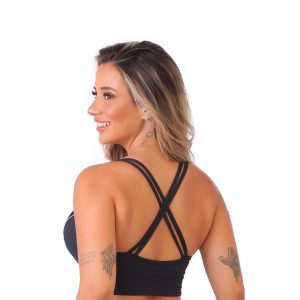 Top Metal Preto com Alças cruzadas